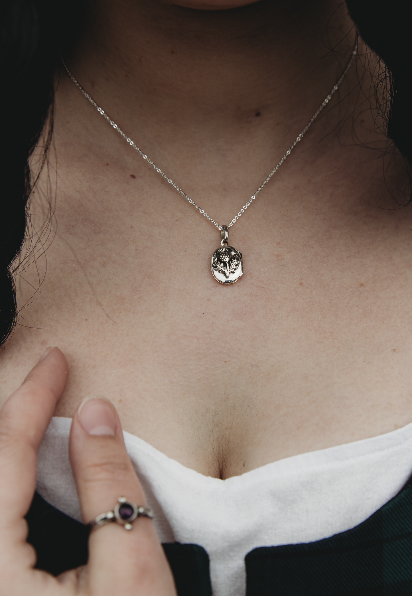 CLUARAN Thistle Locket in Sterling Silver