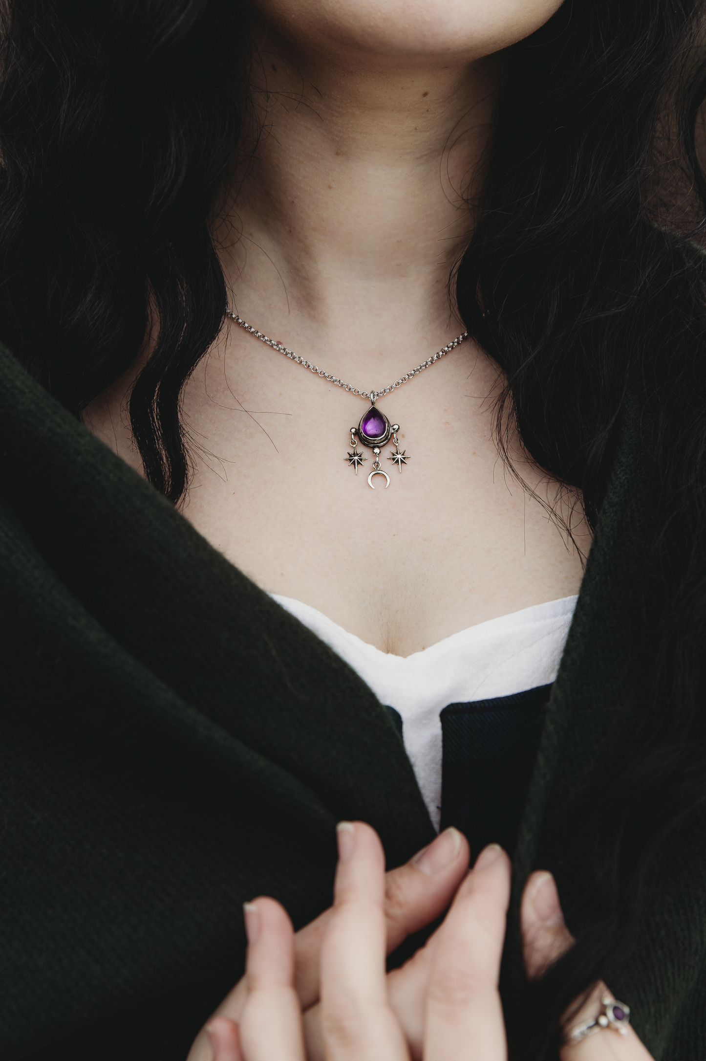 ARCANUS Starfall Amethyst Necklace in Sterling Silver