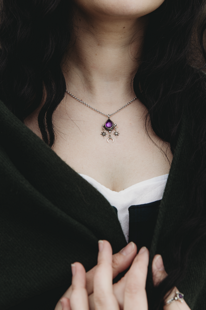 ARCANUS Starfall Amethyst Necklace in Sterling Silver