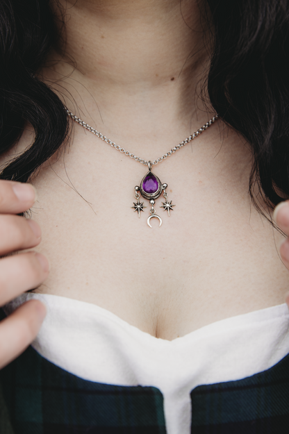 ARCANUS Starfall Amethyst Necklace in Sterling Silver