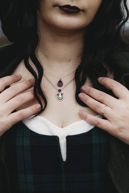 SEUN Amethyst Drop Necklace Sterling Silver