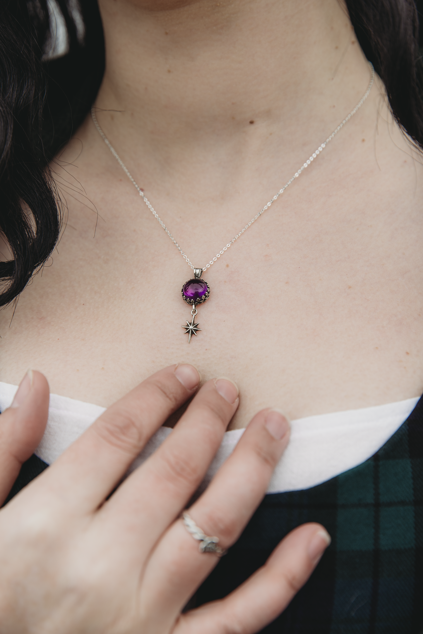 DIÙRRAIS Star Necklace Sterling Silver and Amethyst