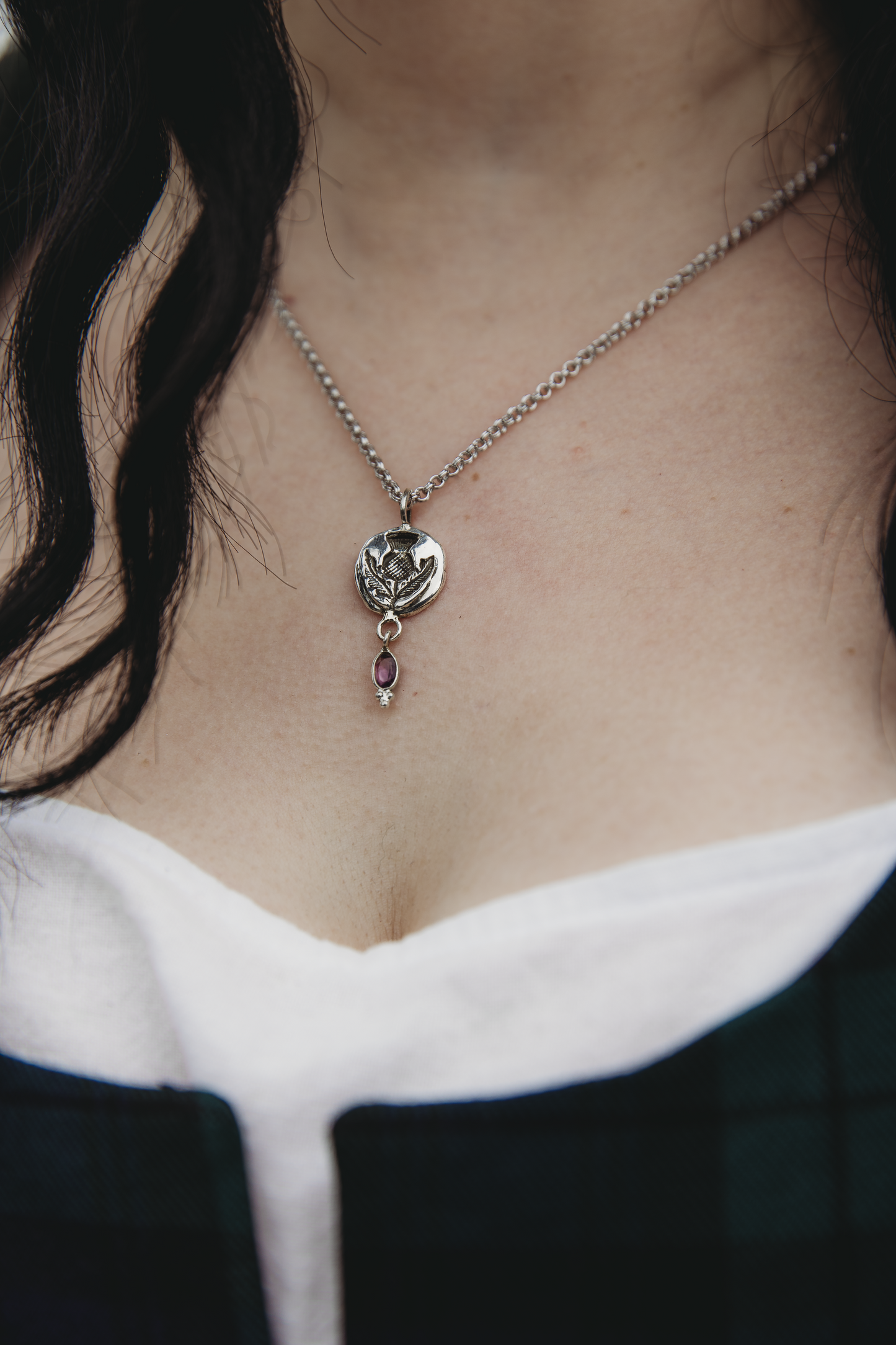 SÌTHEAN I Thistle and Amethyst Pendant in Sterling Silver