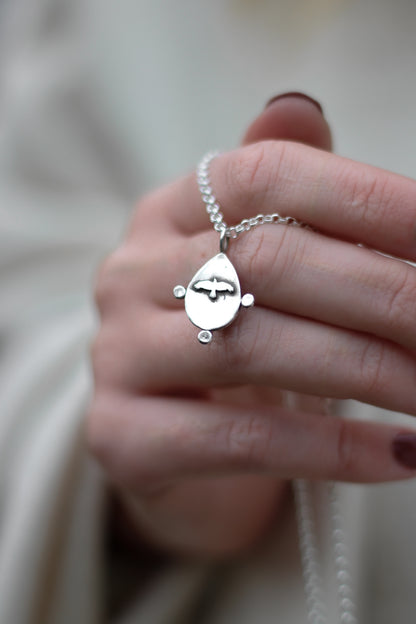 YRSA Onyx Drop Necklace Sterling Silver