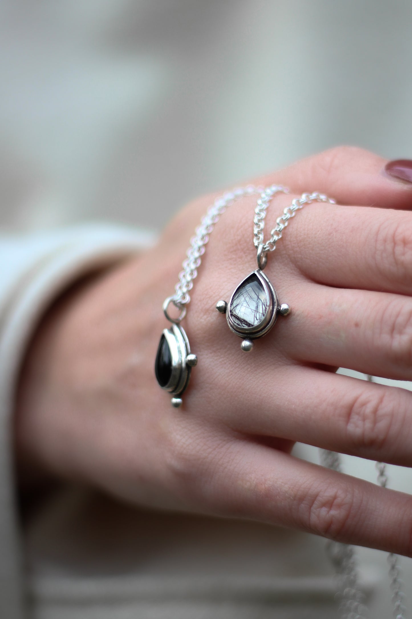 YRSA Rutilated Quarz Drop Necklace Sterling Silver