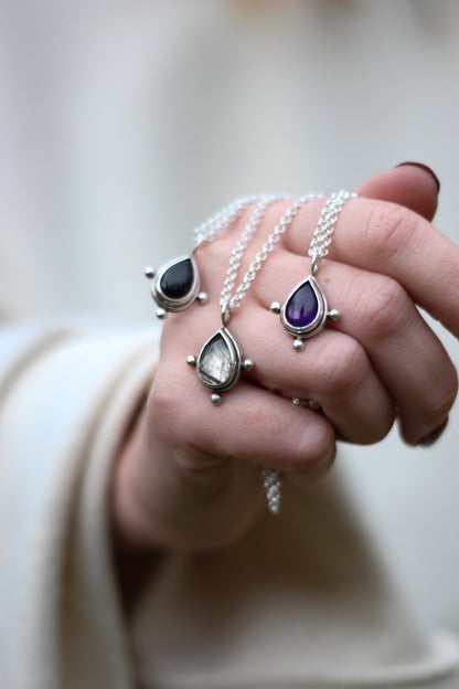 YRSA Rutilated Quarz Drop Necklace Sterling Silver