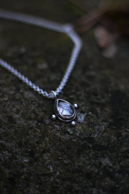 YRSA Rutilated Quarz Drop Necklace Sterling Silver