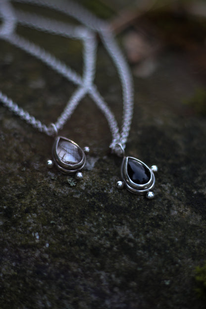 YRSA Onyx Drop Necklace Sterling Silver