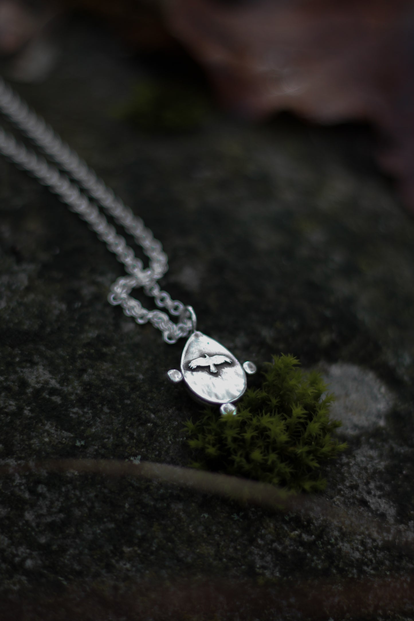 YRSA Onyx Drop Necklace Sterling Silver