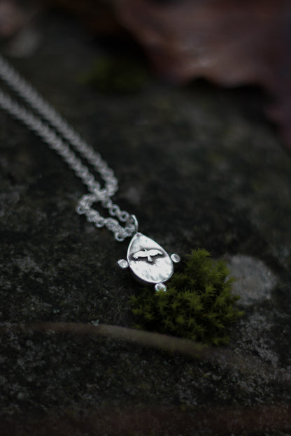 YRSA Onyx Drop Necklace Sterling Silver