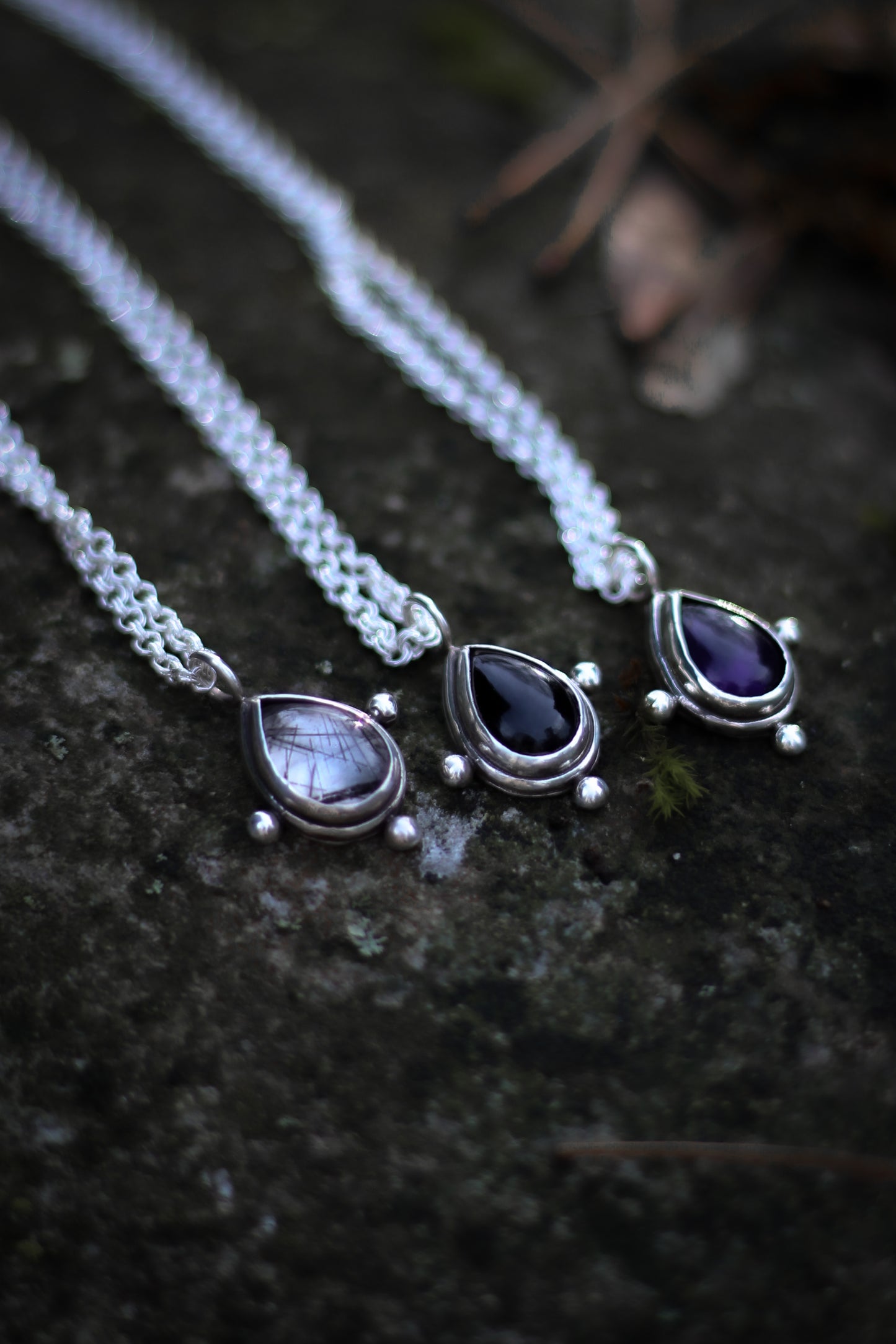 YRSA Amethyst Drop Necklace Sterling Silver