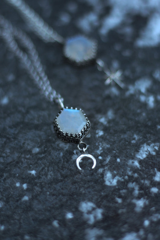 SIVIL II Moon Moonstone Necklace Sterling Silver