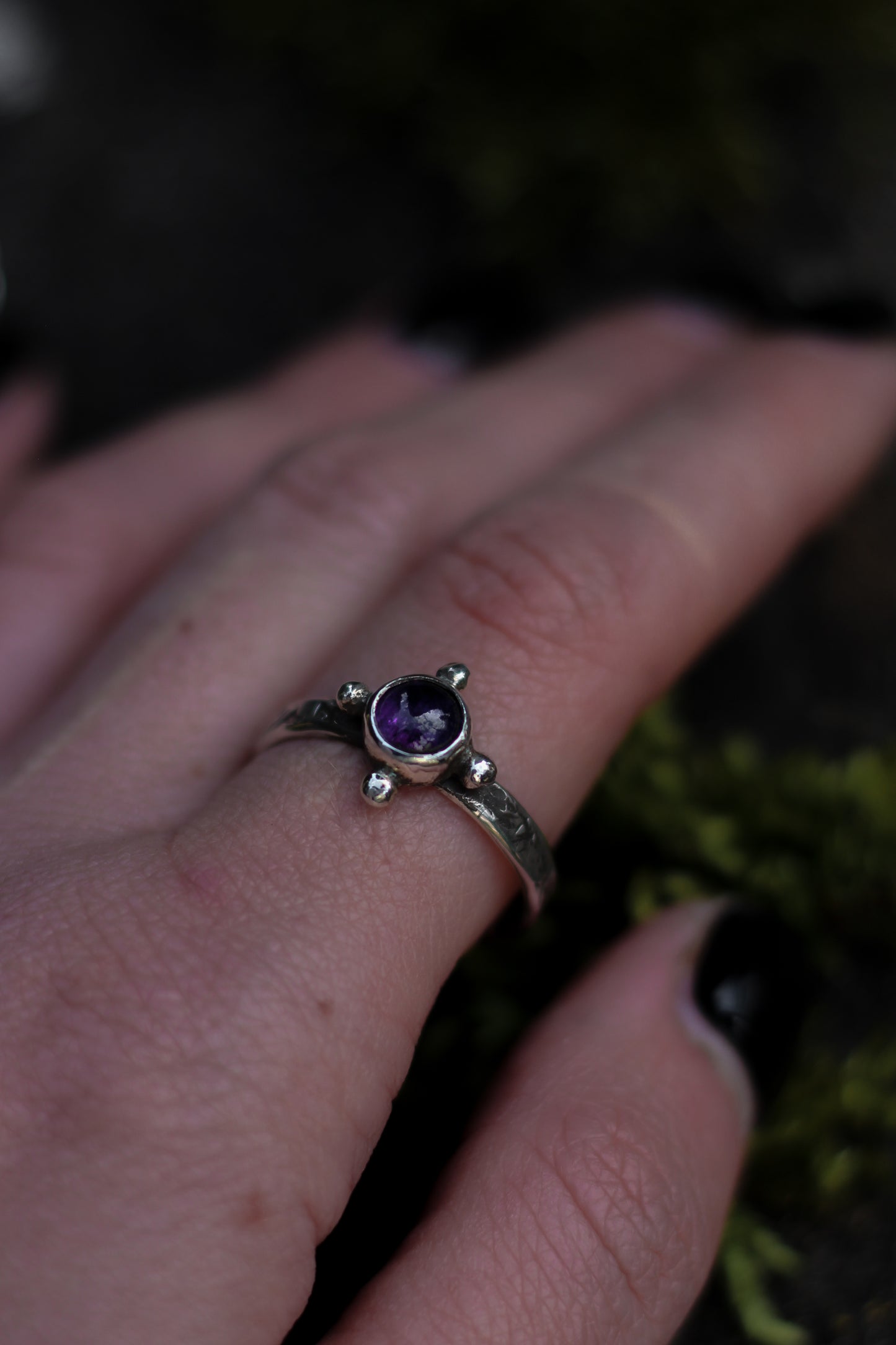 RÙN Sterling Silver and Amethyst Ring