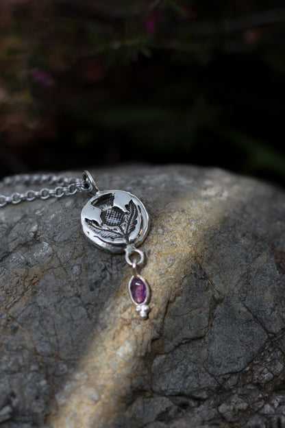 SÌTHEAN I Thistle and Amethyst Pendant in Sterling Silver