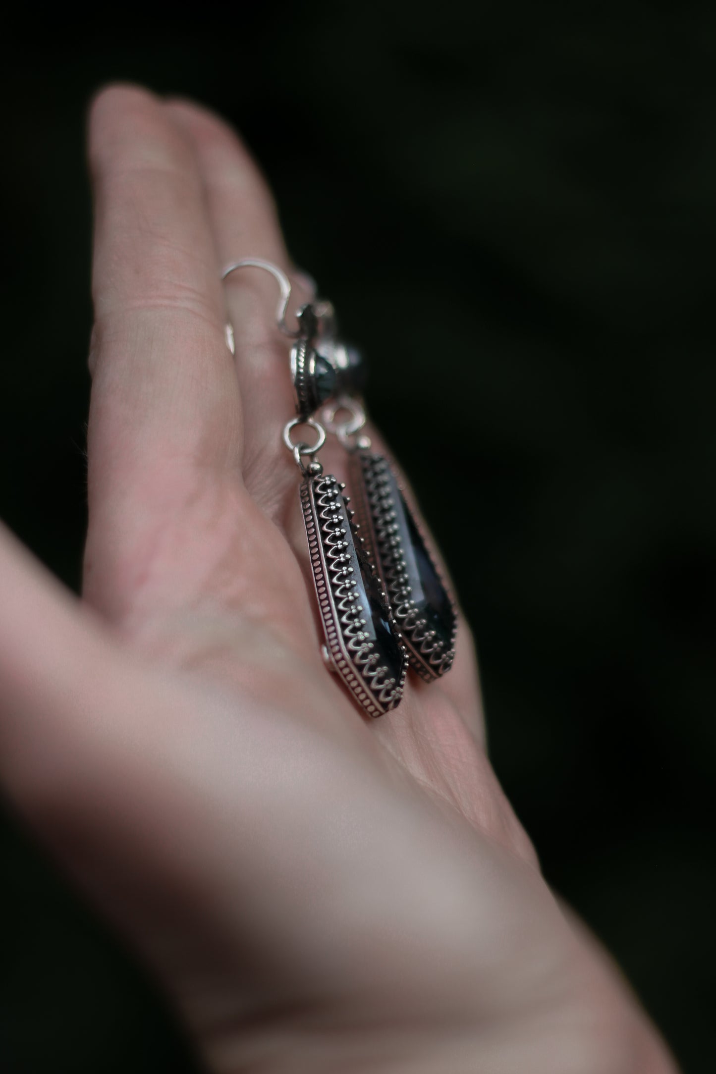 ITHILWEN Moss Agate Earrings in Sterling Silver