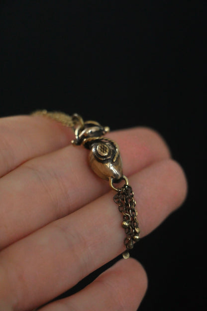 AMPHORA bronze tassel necklace with roman pinecone symbol