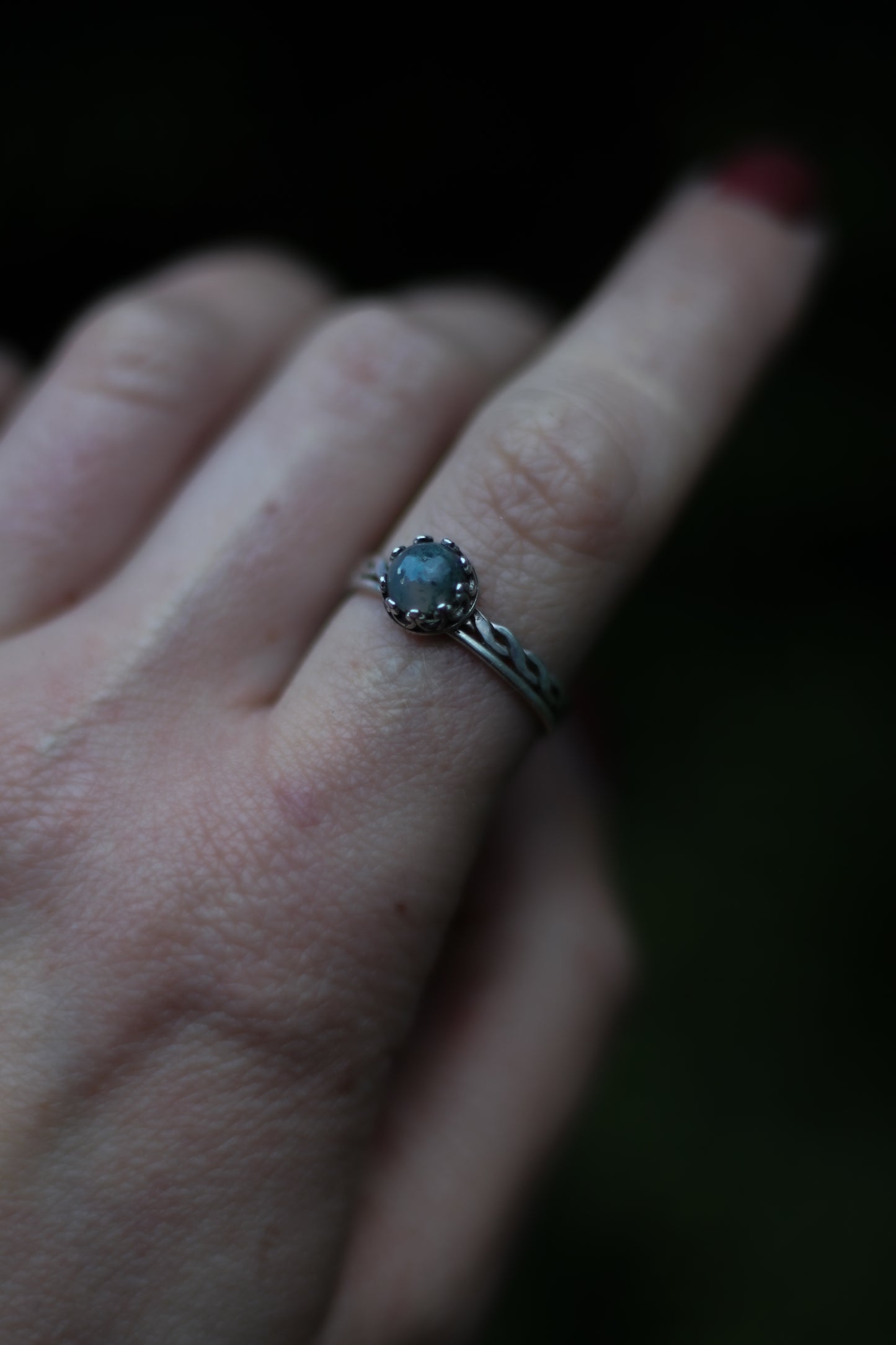 CALÁRIL Moss Agate Ring in Sterling Silver