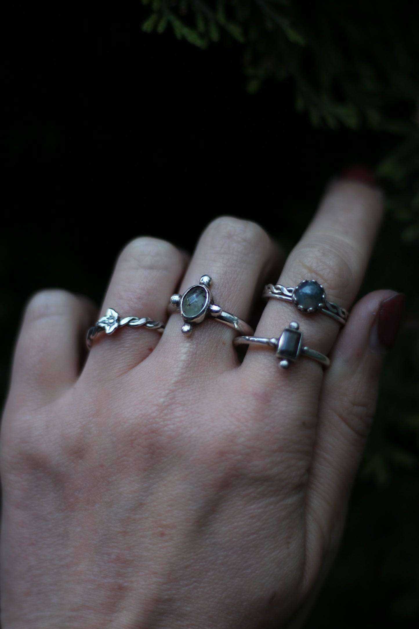 CALÁRIL Moss Agate Ring in Sterling Silver
