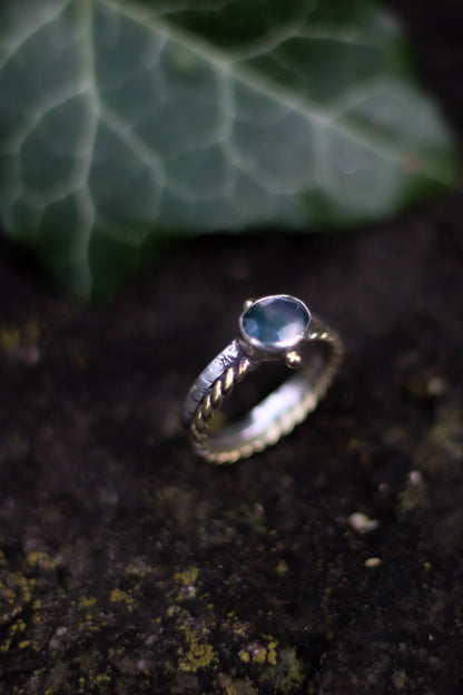 DÚNIEL Moss Agate Ring in Sterling Silver and Brass