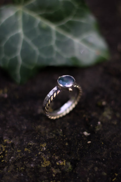 DÚNIEL Moss Agate Ring in Sterling Silver and Brass