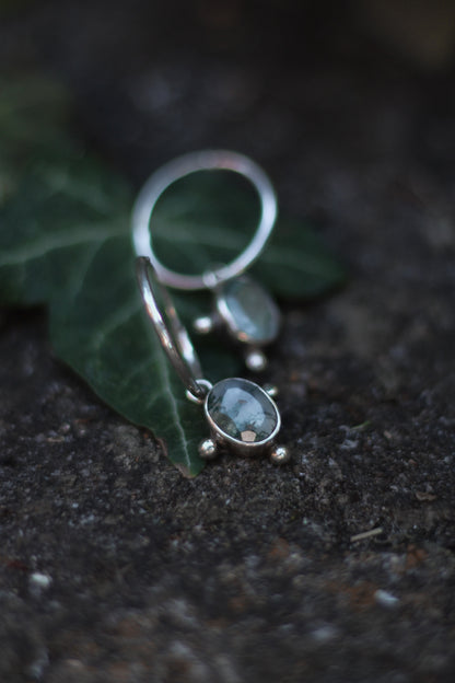 THALÍR Moss Agate Earring Hoops in Sterling Silver