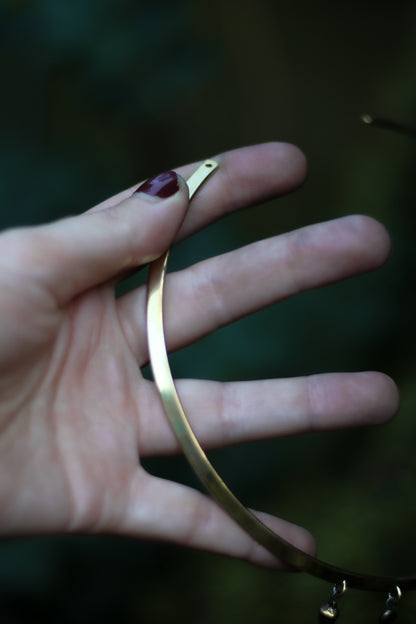 EOLYN Moss Agate Forest Choker in Brass