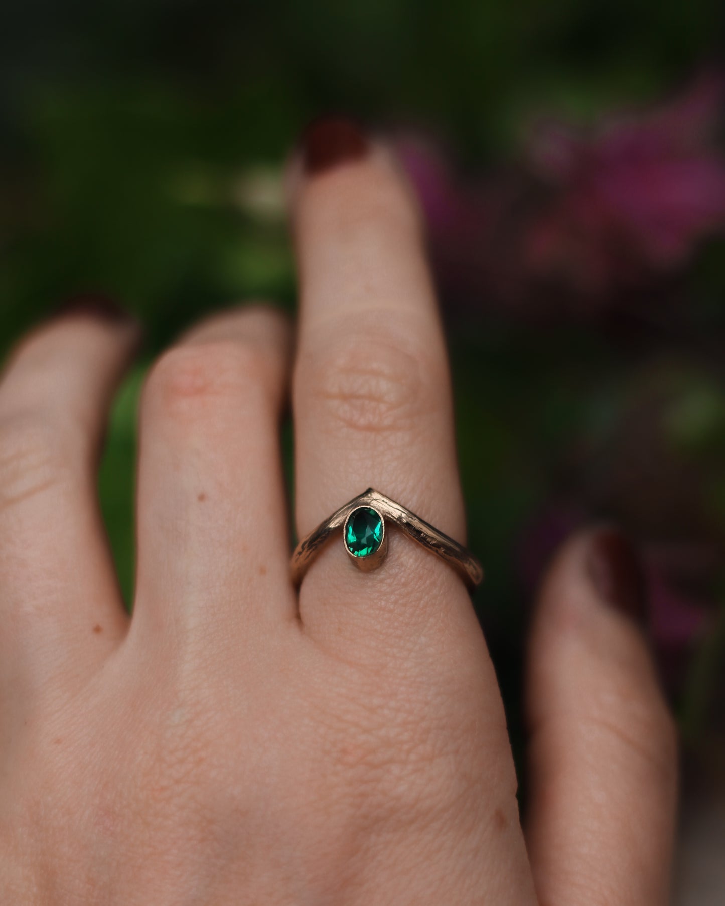 DRYAD II Emerald Treebark Texture Wedding or Engagement Ring