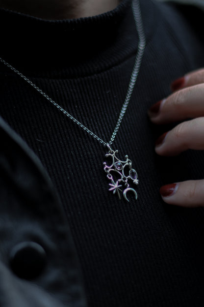 RITE Amethyst Halskette aus Silber mit Stern und Mond