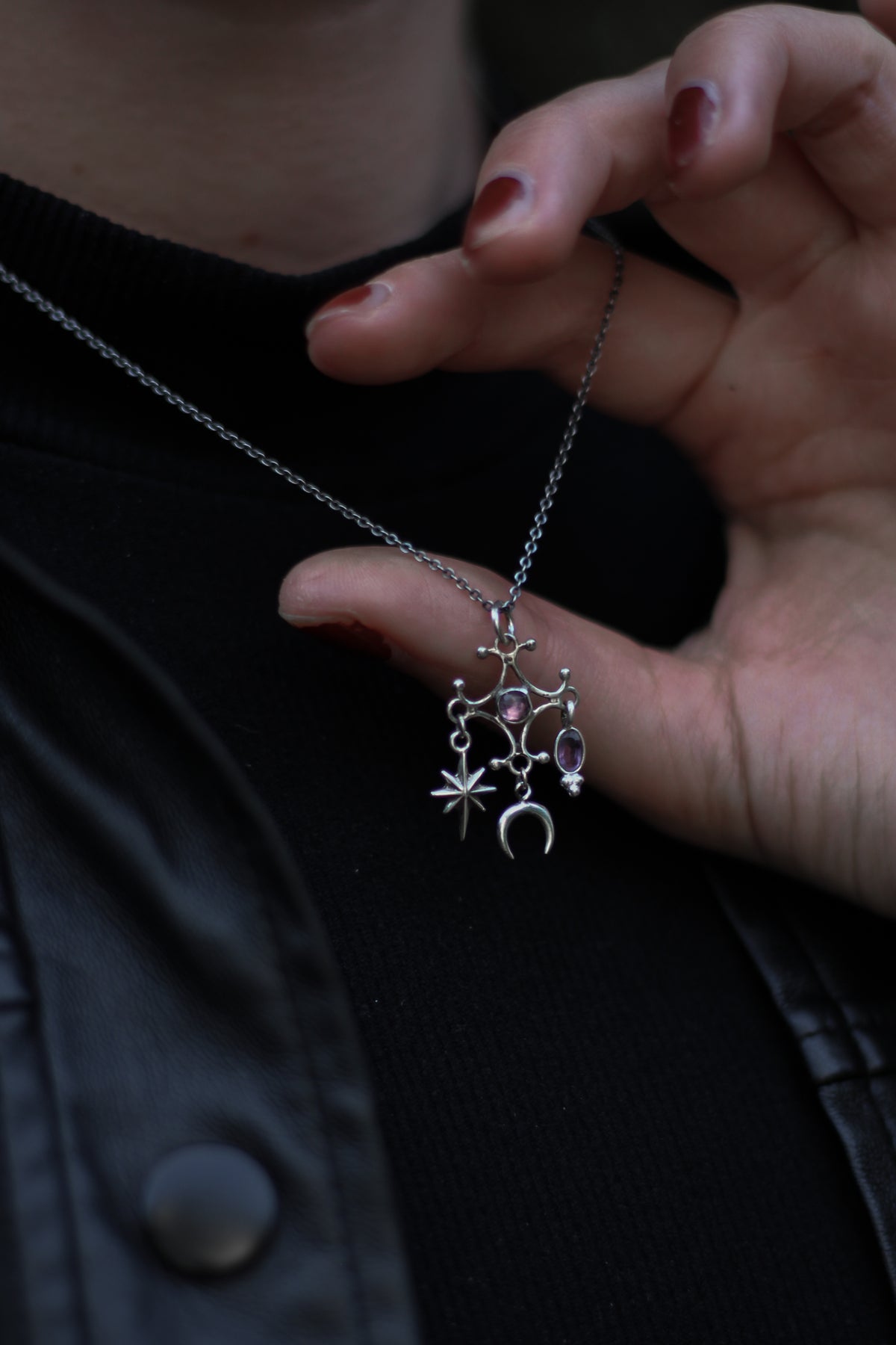 RITE Amethyst Halskette aus Silber mit Stern und Mond
