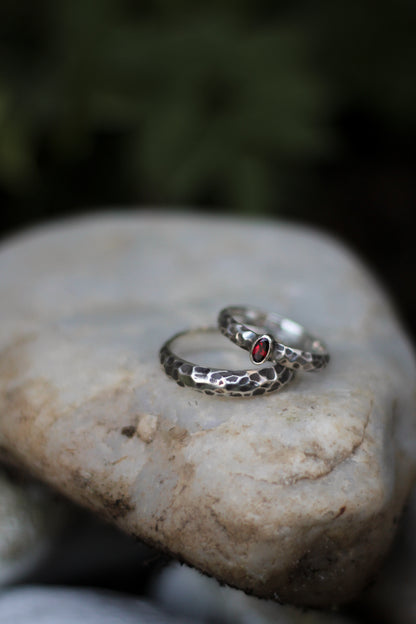 Sterling Silver hammered rings medieval fantasy wedding