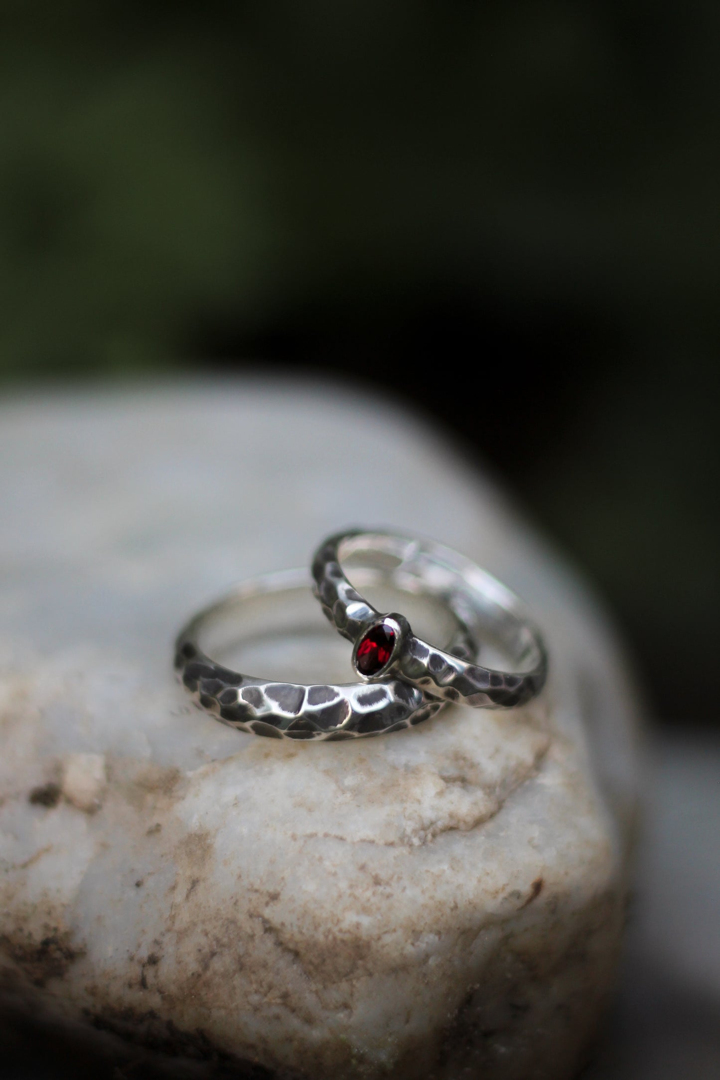 Sterling Silver hammered rings medieval fantasy wedding