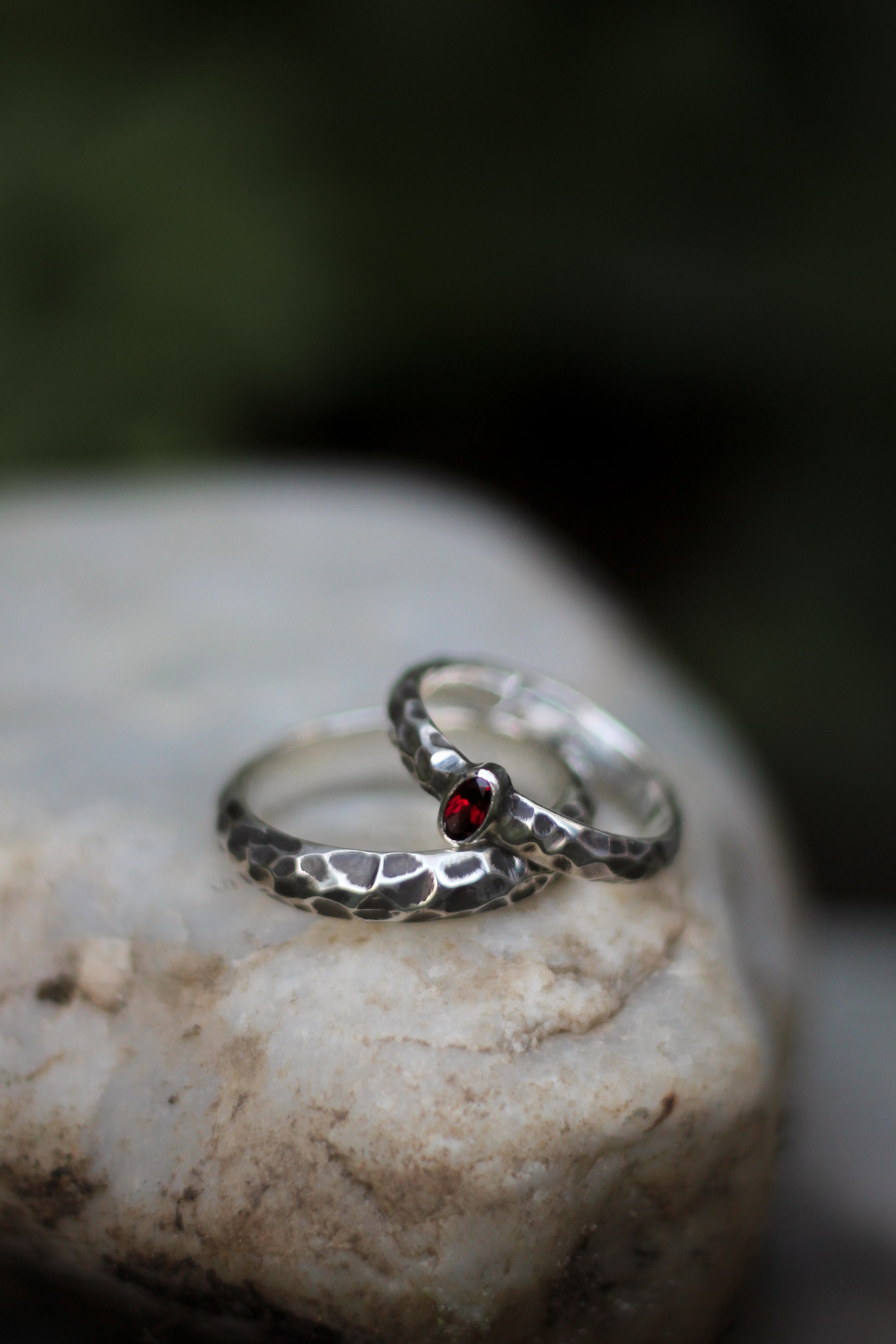 Sterling Silver hammered rings medieval fantasy wedding