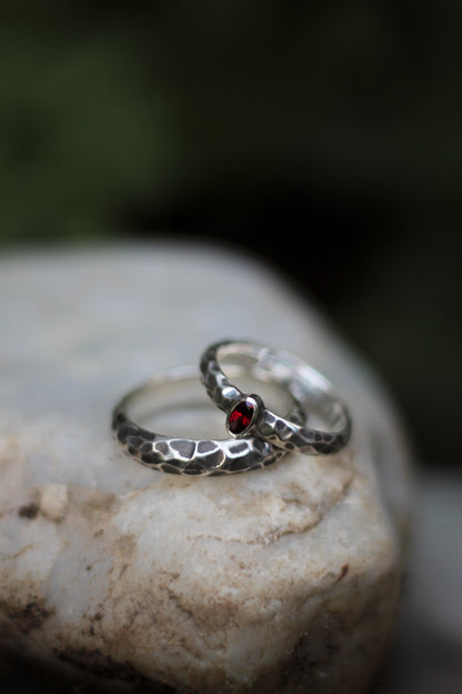 Sterling Silver hammered rings medieval fantasy wedding