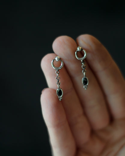 moon earrings silver with onyx