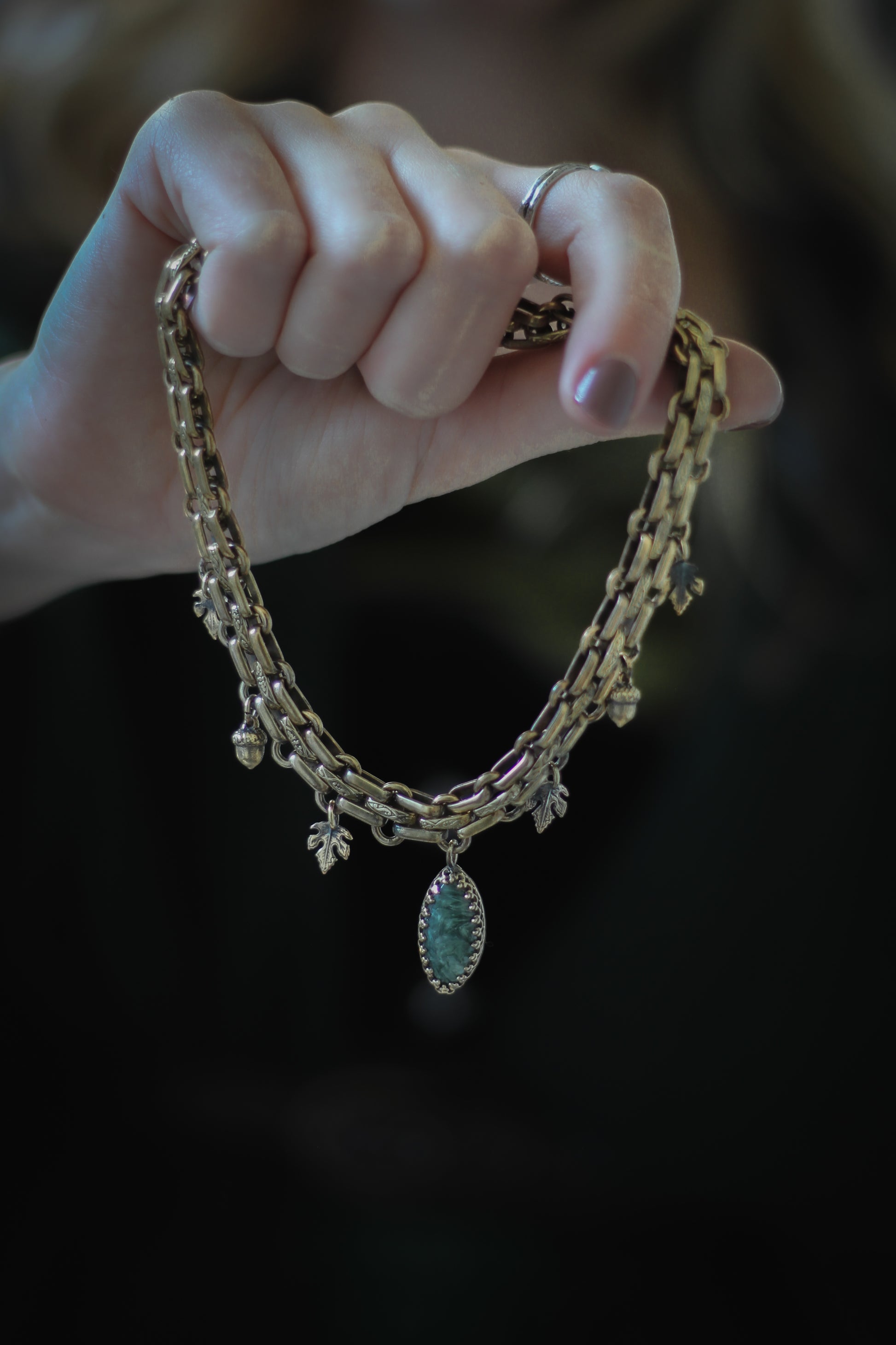 Moss Agate Brass Choker Autumn2