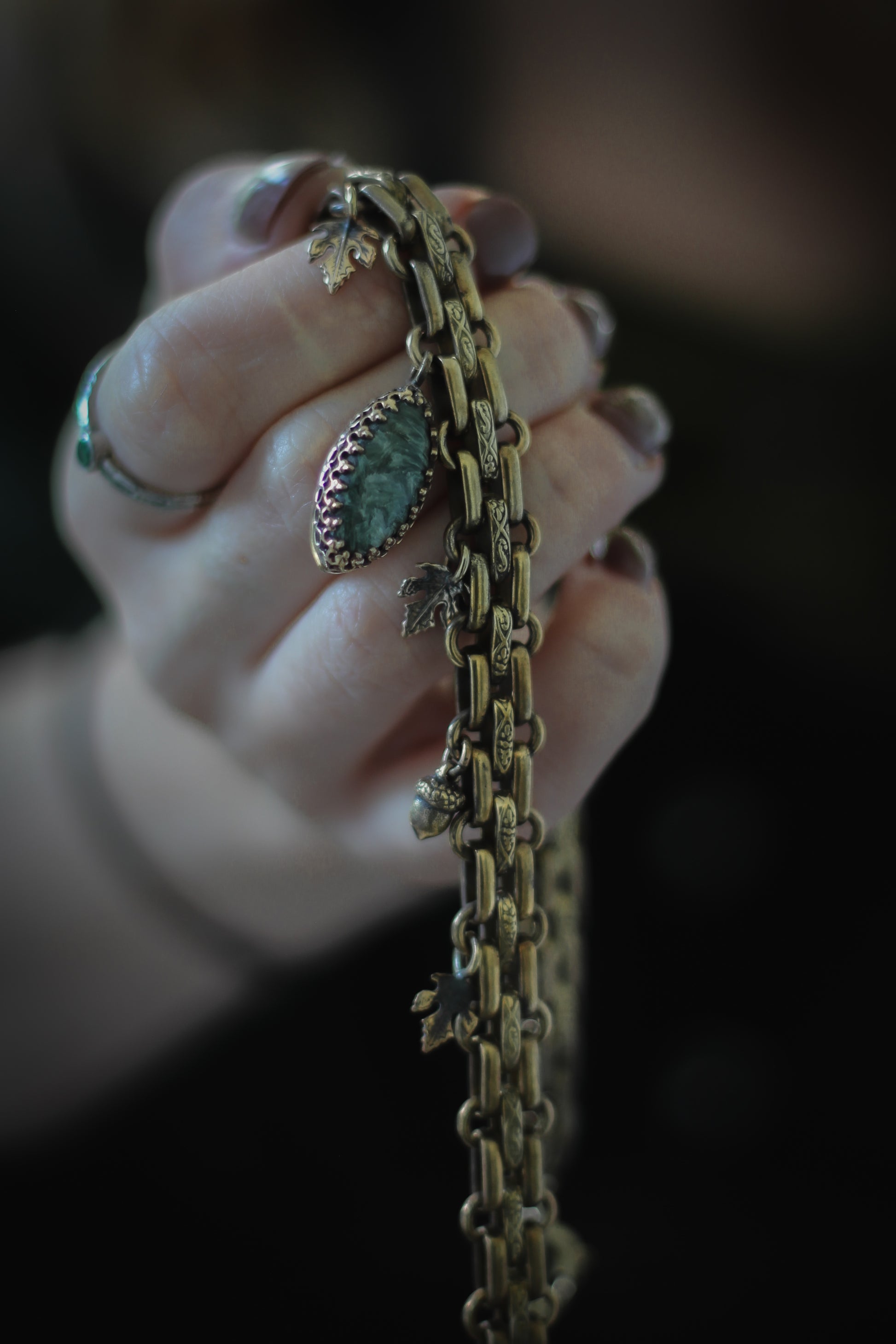 Moss Agate Brass Choker Autumn6