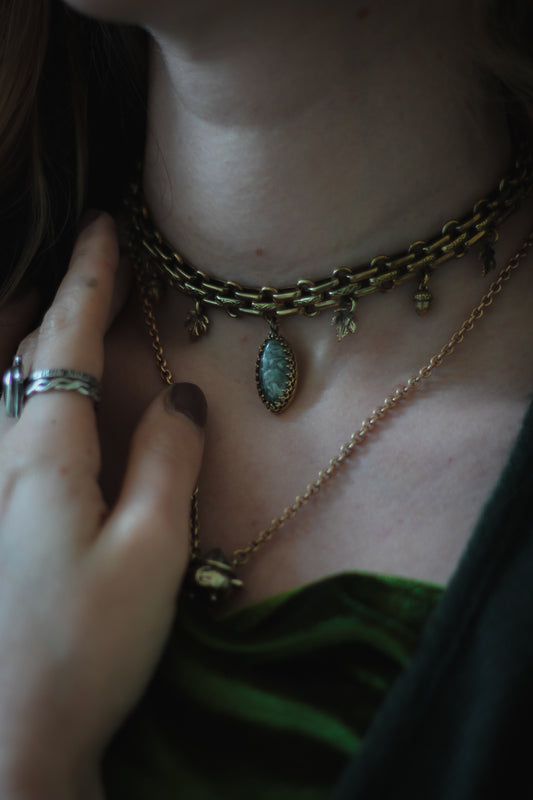 Moss Agate Brass Choker Autumn7