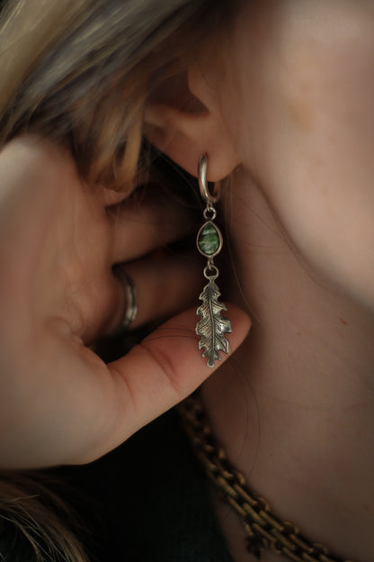 Moss Agate Oak Leaf Earrings 8