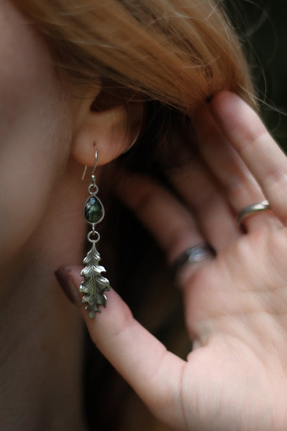Silva Moss Agate Earrings Oak Leaf8