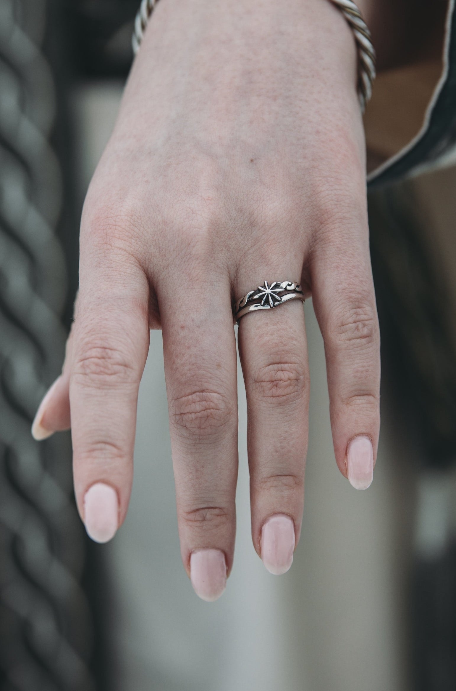 Double Ring in Silver elven Style with Star