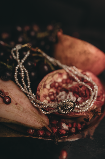 Victorian Lovers Eye Pearl Choker in Bronze with Freshwater Pearls