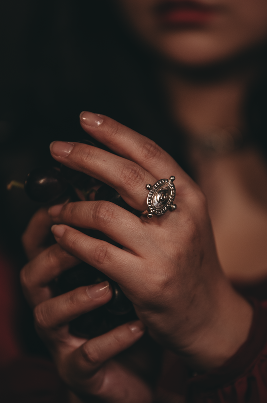 Handmade Victorian inspired Lovers Eye ring in sterling silver