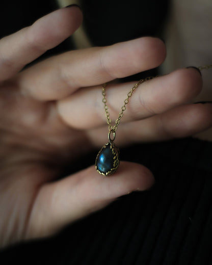 AURORA BOREALIS brass labradorite drop necklace