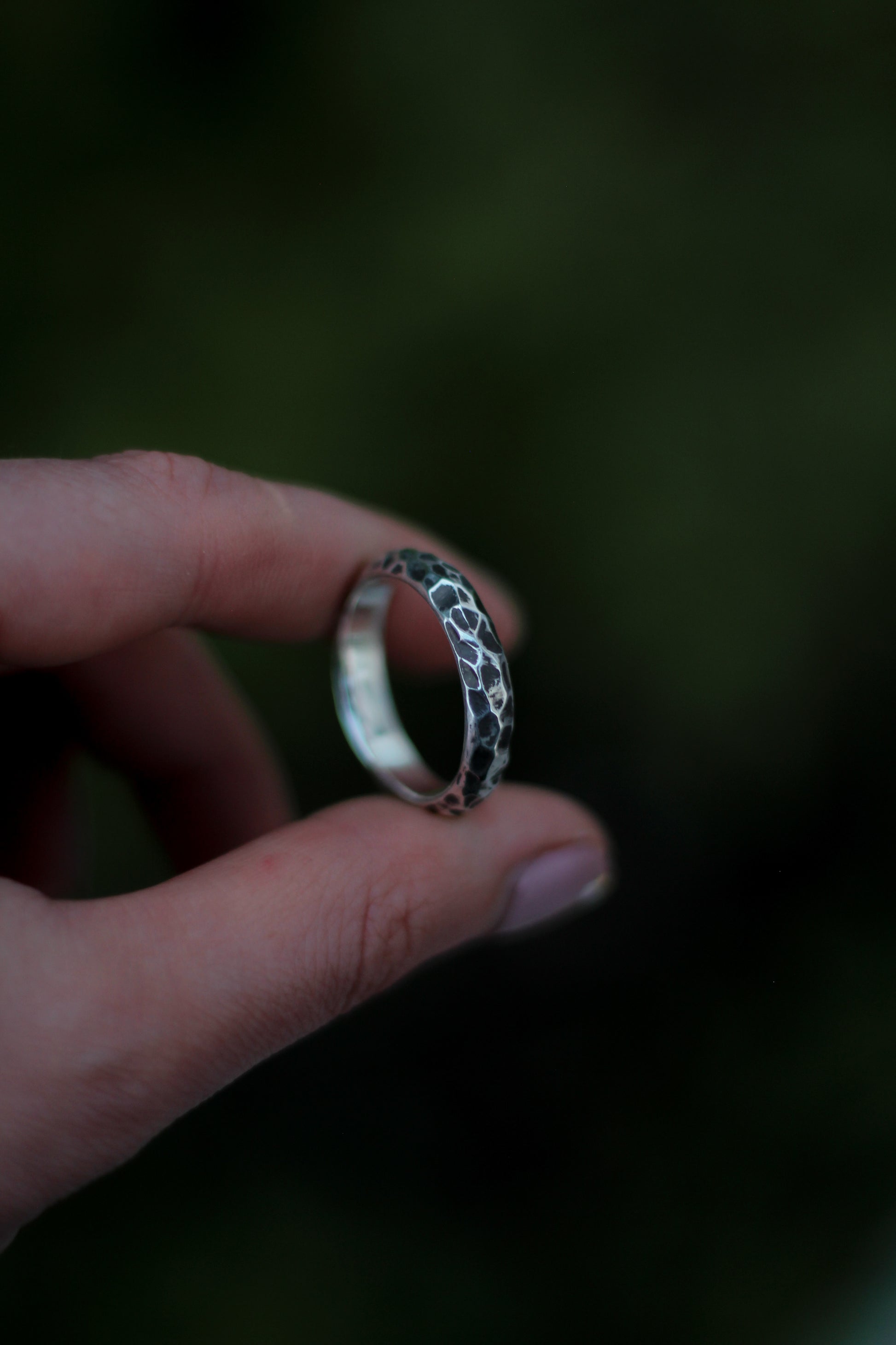dragon scale stone textured fantasy silver wedding ring