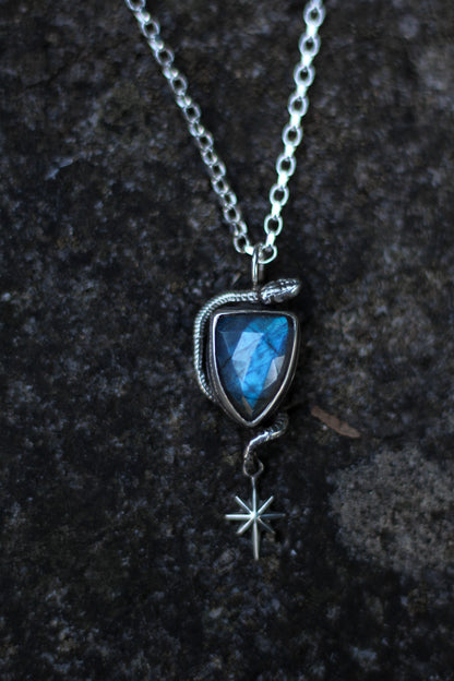 labradorite snake necklace with a star