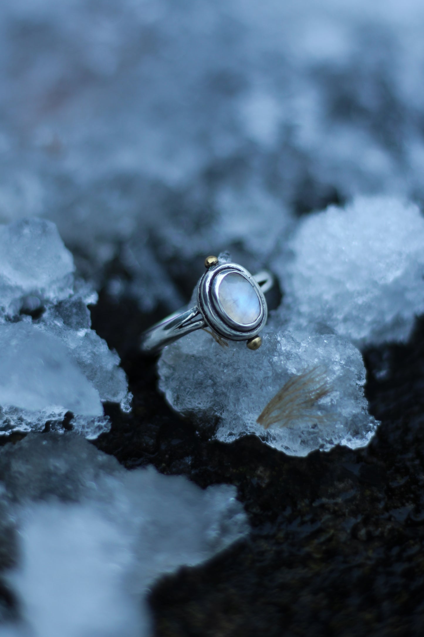 moonstone fantasy ring silver and gold