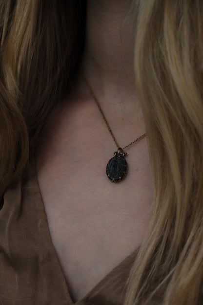 NYMPH brass Necklace with vintage roman cameo from 1930