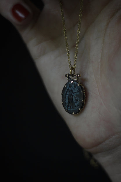 NYMPH brass Necklace with vintage roman cameo from 1930