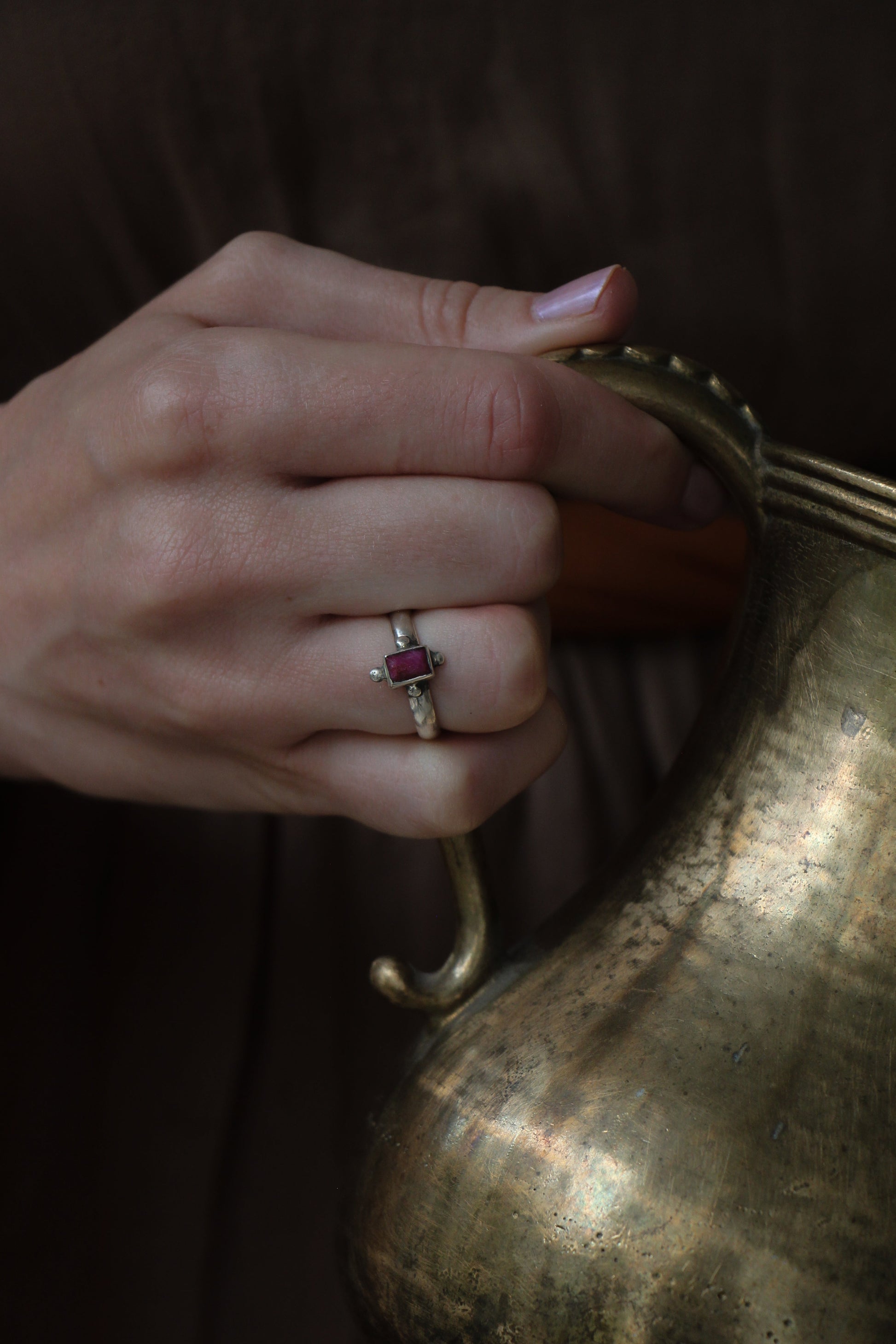pink ruby silver ring historical roman