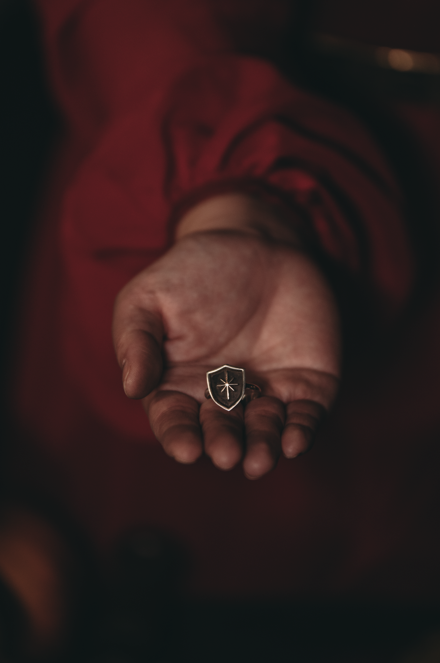 silver star and shield knight warrior ring